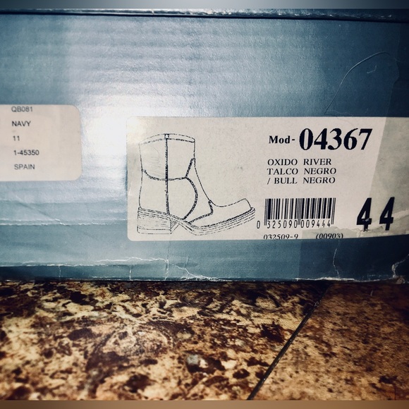 MENS SALVATORE 2 Tone Distressed Denim Blue Zippered BOOTS - Picture 7 of 7